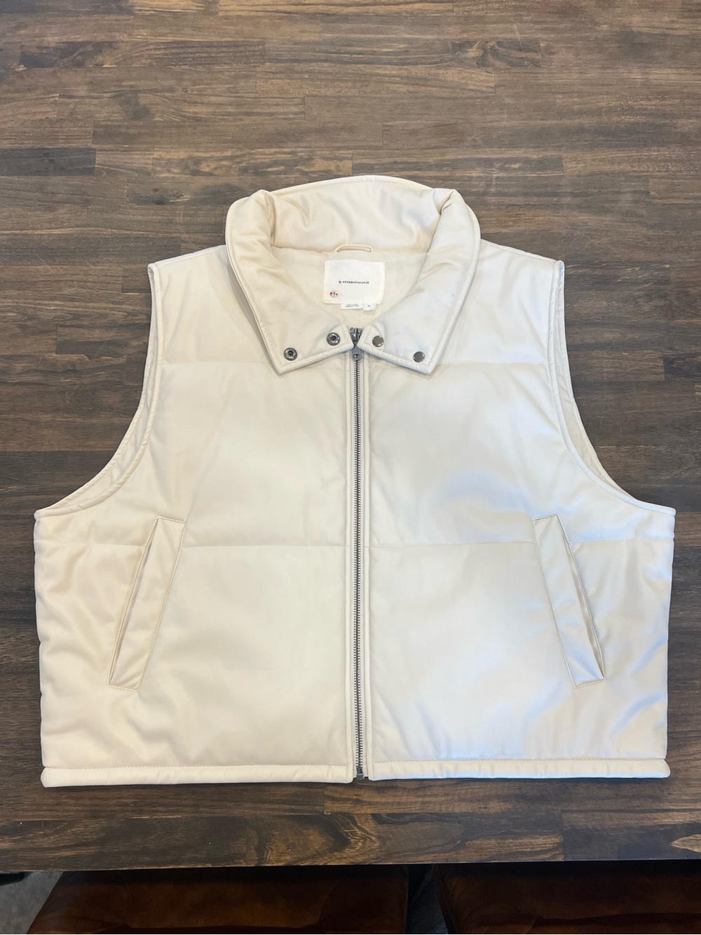 Anthropologie Cream Quilted Puffer Vest